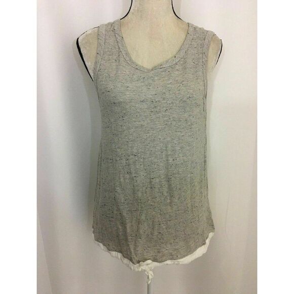 Monrow Gray White Scoop Neck Tank Top Medium - Picture 1 of 7